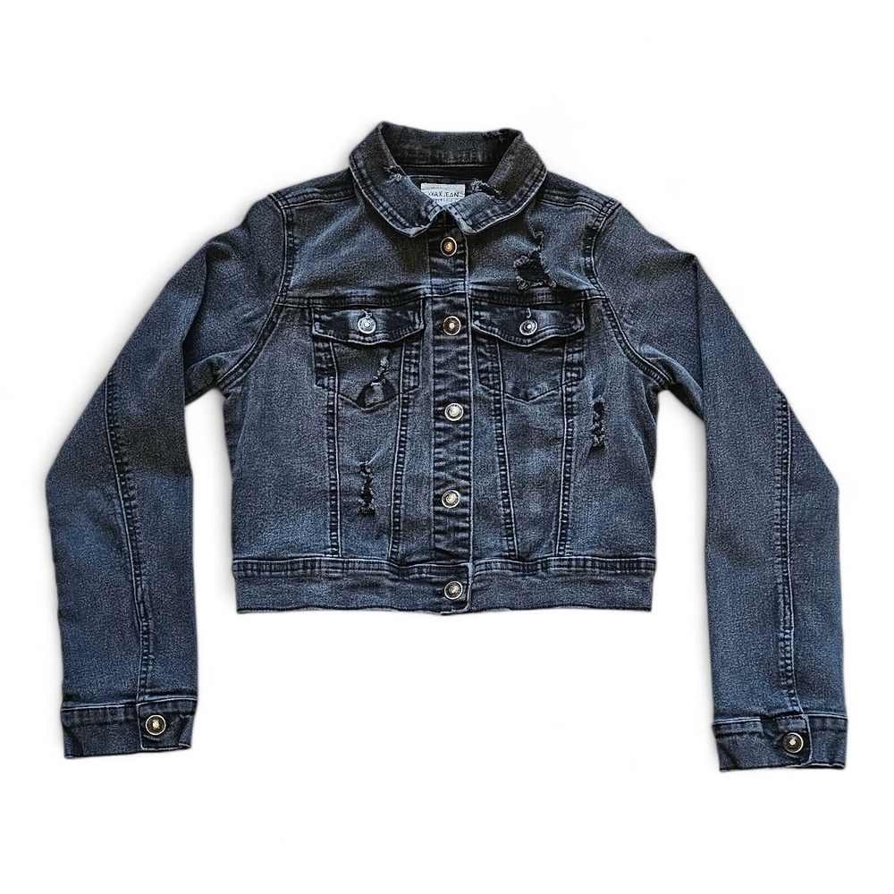 Wax Jean Collection Junior Women’s Distressed Denim Jacket Size Small
